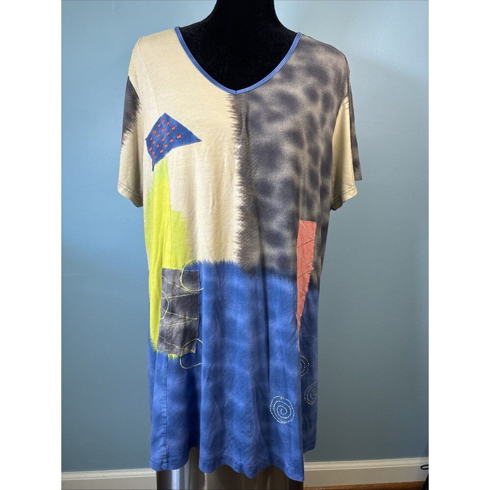 Parsley & Sage Abstract Tunic Top (Women’s 2XL) Embroidered V-Neck Shirt